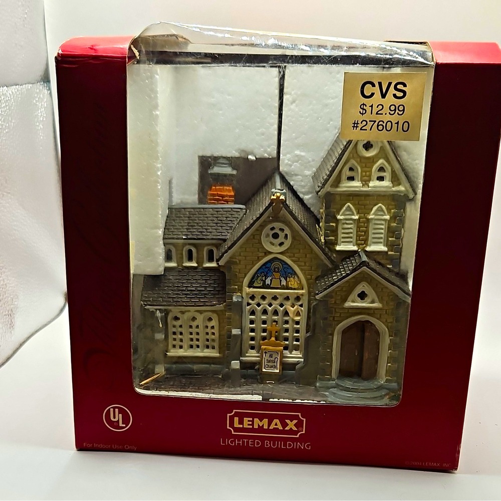 Lemax All Saints Church Lighted Resin Building Boxed Multicolor 2004